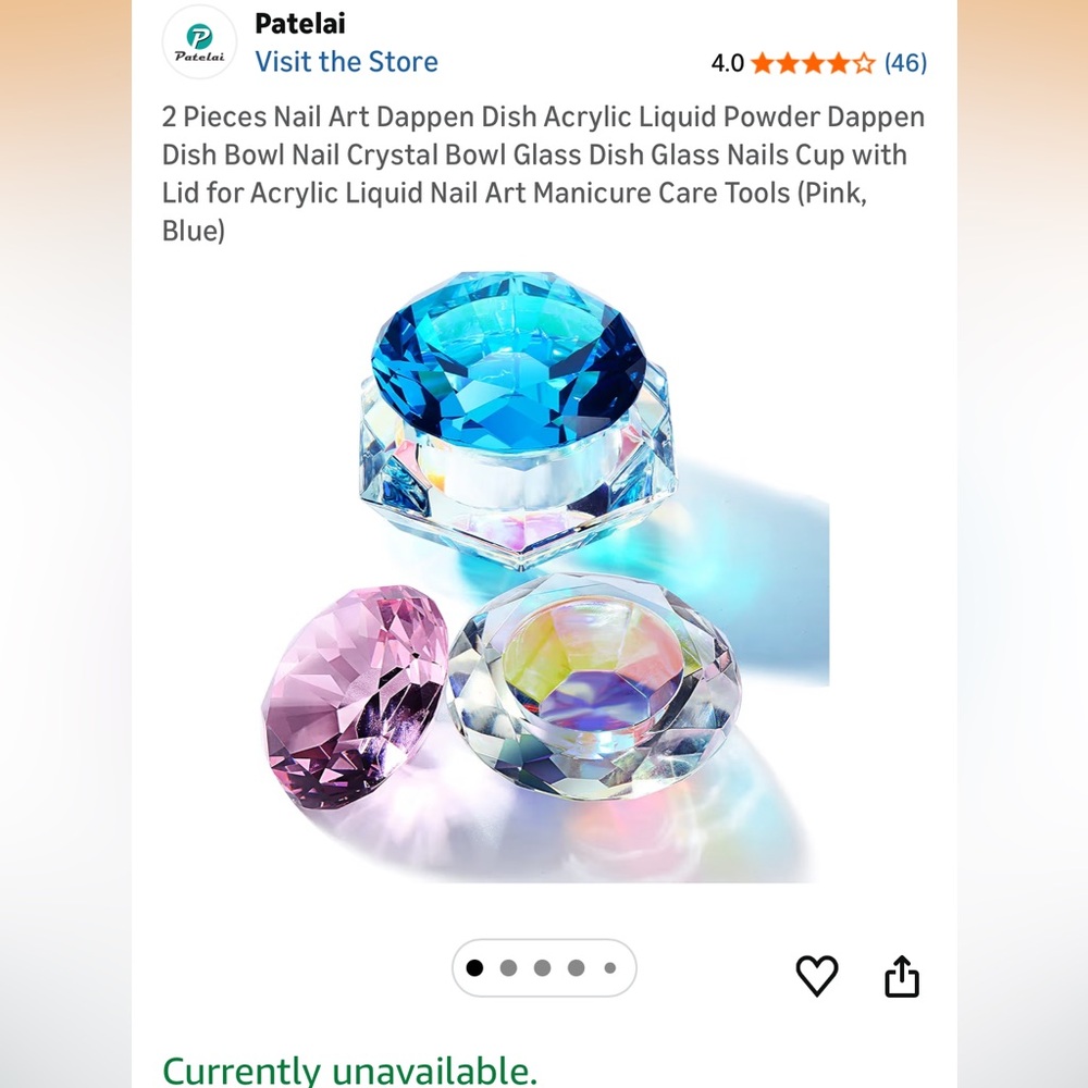 NWT Pink Crystal Dappen Dish for Nail Art